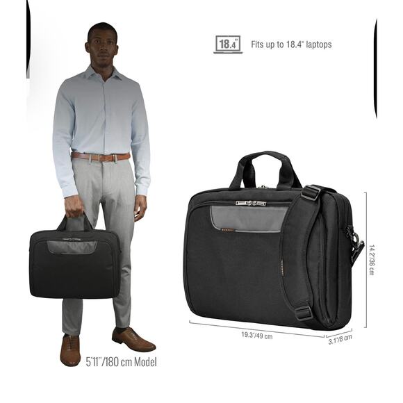 Everki Advance Laptop Briefcase Messenger Bag Fits up to 18.4” in Padded - Picture 9 of 16
